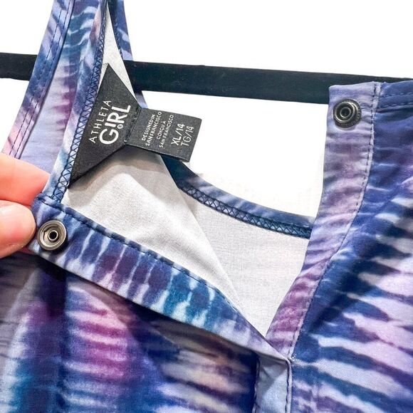 Athleta Girl On the Go Romper Shoreline Enchanted Blue Purple Size XL 14 - Picture 6 of 6